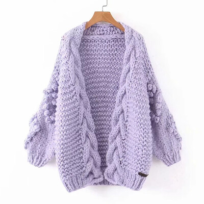 

Toponeto Women Casual Puff Sleeve Knit Cardigan Sweater Outerwear Loose Splice Coat