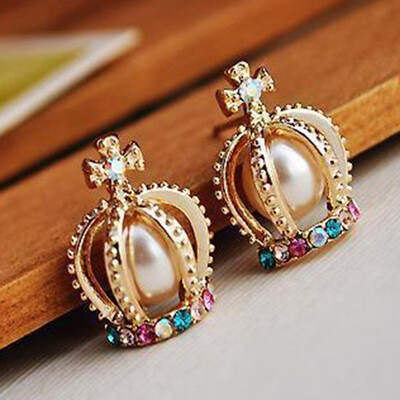 

Newest Stud Earings Fashion Jewelry Unisex Trendy Women Men Crystal Pearl Earrings Crown Earring Piercing Gifts
