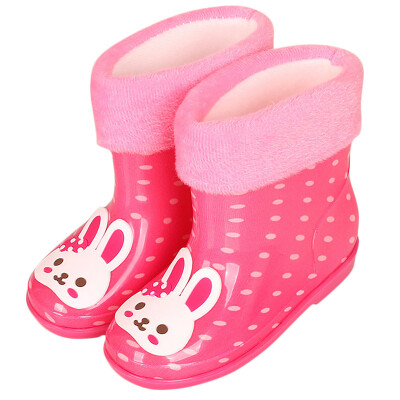 

cartoon childrens rain boots anti-skid plus velvet for girl&boy infant baby boots rubber shoes small kids water shoes