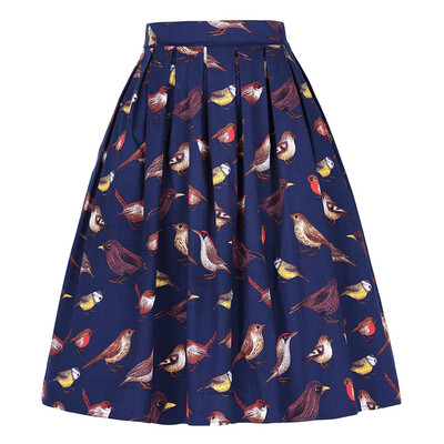 

Roseonmyhand Womens Retro Casual Tutu Waist Skirt Half-Length Print Skirt
