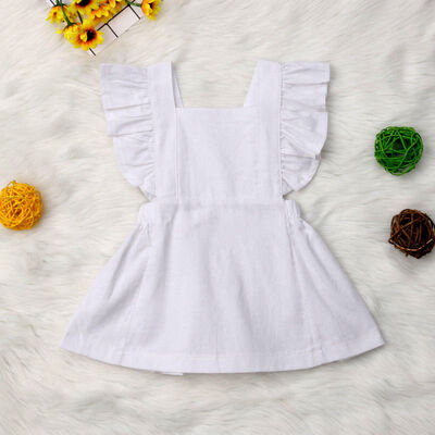 

Newborn Kids Baby Girls Summer Solid Color Ruffle Sleeve Party Dress Clothes Casual Sundress