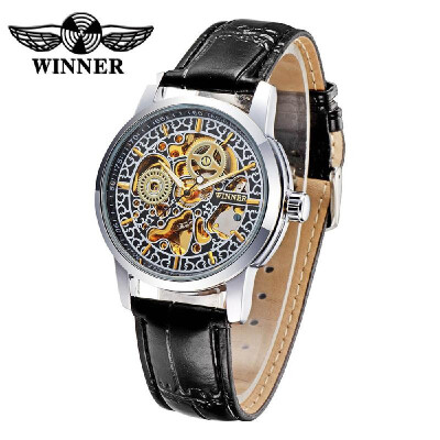 

WINNER Men Semi Automatic Mechanical Watch Hollowed-out Skeleton Hand-winding Top Luxury Wristwatch