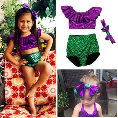 

Kids Girl Mermaid Tail Swimmable Bikini Swimwear Swimsuit Infant Bathing Costume