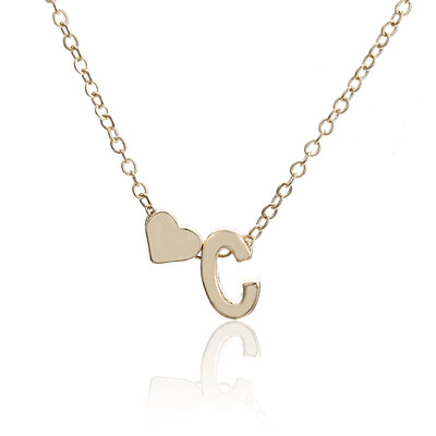 

Stainless Steel Jewelry Choker Necklace Letter Necklace Women Gold Chain Female Nameplate Heart Necklace Copper Boho Girlfriend