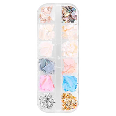 

1 Box Nail Decorations 3D Shiny Pearl Shell Slice Flake Nail Art Stones Tip