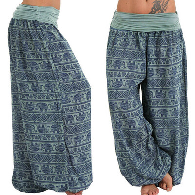 

Tailored Women Ladies Printed Band Width Loose Leg Pants Womens Casual Pants