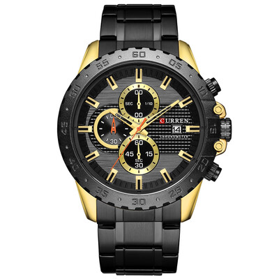 

CURREN 8334 Men\s Business Watch Three-eye Steel Belt Six-pin Waterproof Calendar