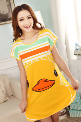 

Lovely Cute Women Casual Cartoon Nightwear Sleepwear Short Sleeve Sleep Dress