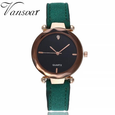 

Vansvar Diamond Watch Women Lady Leather Strap Stainless Steel Analog Quartz Wristwatch Hot Sale Luxury Watches Zegarek Damski