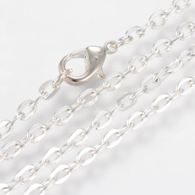 

Iron Cable Chains Necklace Makings with Lobster Clasps Unwelded Silver 236"60cm