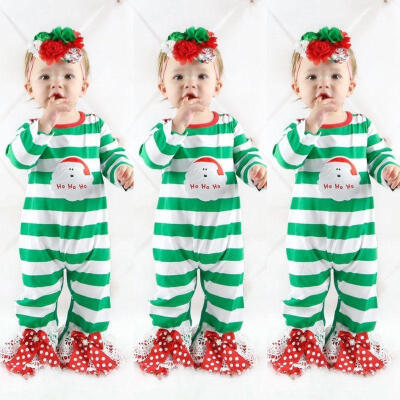 

Newborn Baby Girls Santa Christmas Romper Jumpsuit Sleepwear Pajamas Playsuit