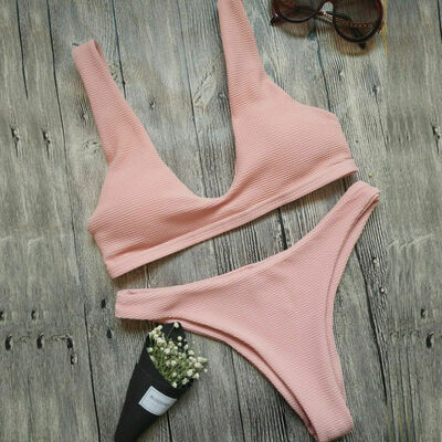 

Women Swimwear Bandage Bikini Set Push-up Padded Bra Bathing Suit 2pcs Swimsuit