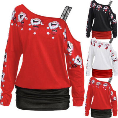 

US Women Christmas Off Shoulder Long Sleeve Dress Ladies Xmas Bodycon Mini Dress
