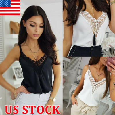 

Women Summer Tank Tops Lace Sexy Vest Fashion Camisole Sleeveless Casual T-Shirt