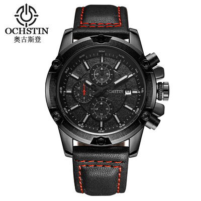 

OCHSTIN Augustus multi-function popular quartz watch business casual leather mens sports waterproof watch