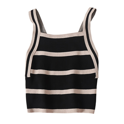 

Camisole Female Striped Personality Contrast Color Wear Slim Knitted Material Summer New Comfortable Fashion Atmosphere