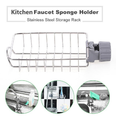 

Kitchen Faucet Sponge Holder Stainless Steel Storage Rack Hanging Sink Organizer for Scrubbers Soap Sink Caddy Organizer Dishwashi