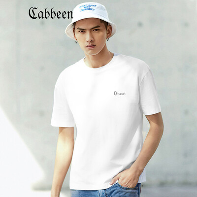 

Carbine mens cotton round neck youth short-sleeved T-shirt 2019 spring new compassionate fashion printing casual street A bleaching white 54185XXL