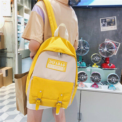 

Schoolbag female Korean high school ulzzang college student backpack contrast Harajuku casual bag ins wind junior high school back