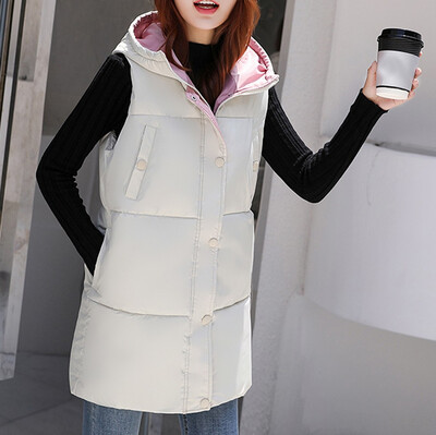 

Toponeto Women Solid Long Outerwear Cotton Jackets Pocket Loose Hooded Vest Coats