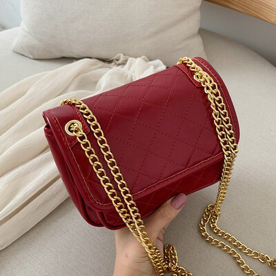 

New woman 2019 new Korean version rhomboid chain small square bag fashion embroidered thread quality single shoulder oblique satch