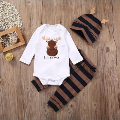 

Cute Newborn Baby Boy Girls Christmas Clothes Romper Tops Pants Outfits Set 3PCS