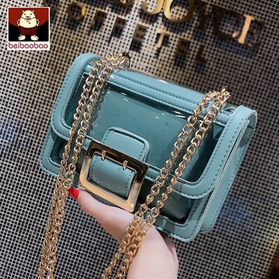 

Transparent bag woman 2019 new jelly chain small square bag ins super fire net red single shoulder oblique satchel bag