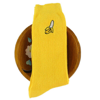

High Quality Womens Cotton Socks Fruit Print Woman Socks Girls Retro Long Socks