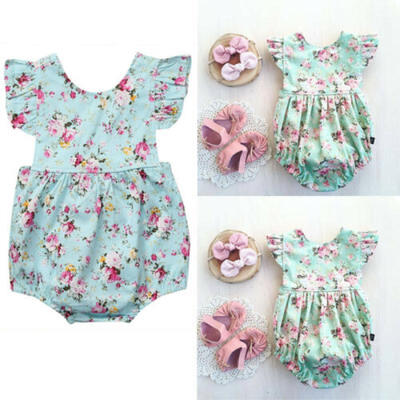 

US Newborn Infant Baby Girls Fly Sleeve Romper Bodysuit Jumpsuit Clothes Outfits