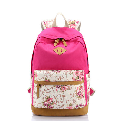 

Tailored Women Large Capacity Canvas Floral Shoulder Travel Bags School Student Backpack