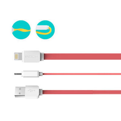 

ROCK Universal USB To Lightning Flat Noodle Charging Data Cable For IPhone 6 7 8 X IOS Devices-1m