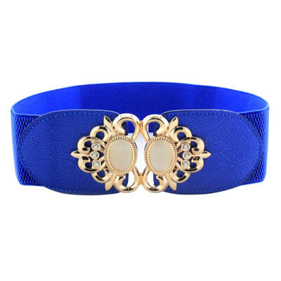 

Fashion Metal Buckle Faux Opal Inlaid Elastic Waistband Women Dress Sash Belt