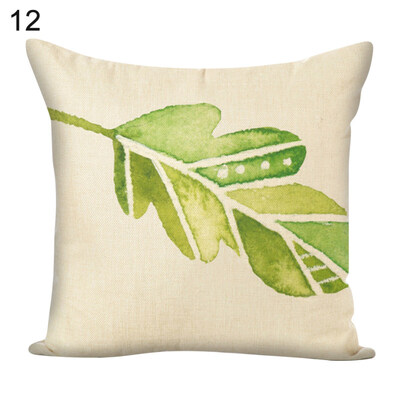 

45x45cm Green Leaf Square Throw Pillow Case Cushion Cover Sofa Bed Car Decor