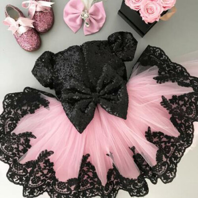 

Toddler Kid Baby Girl Floral Sequin Dress Princess Party Wedding Pageant Lace Tutu Tulle Dresses