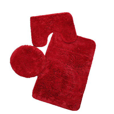 

〖Follure〗3pc Bathroom Set Rug Contour Mat Toilet Lid Cover Plain Solid Color Bathmats