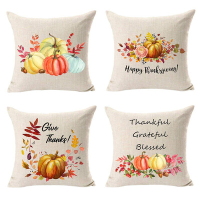 

Tailored 4PC Thanksgiving Autumn Decor Fall Pumpkin Leaves Throw Pillow Cover Home Decor
