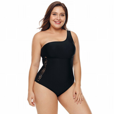 

Large size swimsuit Womens one-shoulder one-piece swimsuit