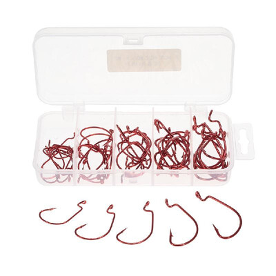 

50pcs Fishhooks High Carbon Steel Barbed Fishing Hooks Set 5 Sizes 2 1 10 20 30