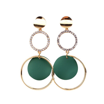 

Women Fashion Big Circle Long Dangle Statement Stud Earrings Party Jewelry Gift