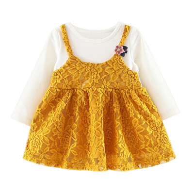 

Baby Girl Lace Dress Long Sleeve Girl Solid Dress Spring Autumn Fashion Children Cotton Clothing Princess Tutu Dress