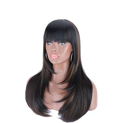 

European&American fashionable wig lady long straight hair high temperature silk wig