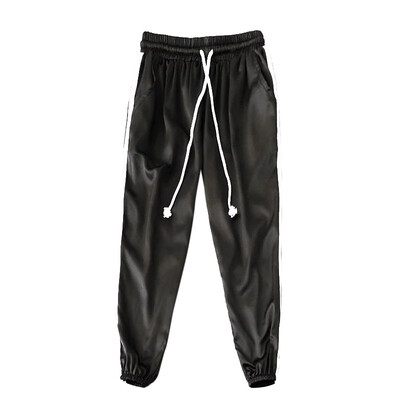 

Europe&the United States Style Pants Loose Waist Drawstring Satin Harlan Pants Female Casual Pants