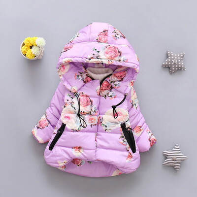 

Toddler Baby Girl Boy Floral Print Winter Warm Jacket Hooded Windproof Coat