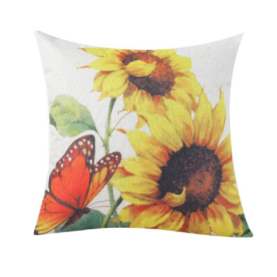 

Sunflower Printed Pillow Case Linen Cushion Cover Flower Pattern Square Pillowcase Home Office Safa Car Decoration 450 450mm