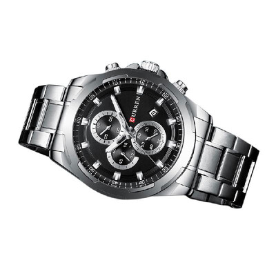 

Curren 8354 Men Watch Waterproof Quartz Wrist Watch Multifunctional Business Calendar Alloy Case Stainless Steel Band Watch