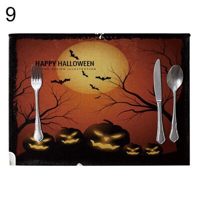 

Halloween Kitchen Decor Witch Pumpkin Placemat Dining Table Pad Insulation Mat