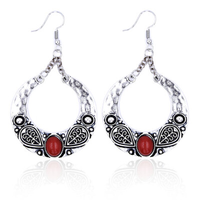 

Fashion Boho Big Drop Earrings For Women Jewelry Brinco Carved Vintage Tibetan Silver Bohemian Long Earrings