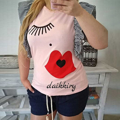 

Tailored Women Ruffles Printing Sleeveless Vest Tunic Tank T-Shirt Top Blouse