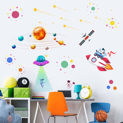 

〖Follure〗Cartoon Solar System Astronaut Wall Sticker Kindergarten Decorative Wall Sticker
