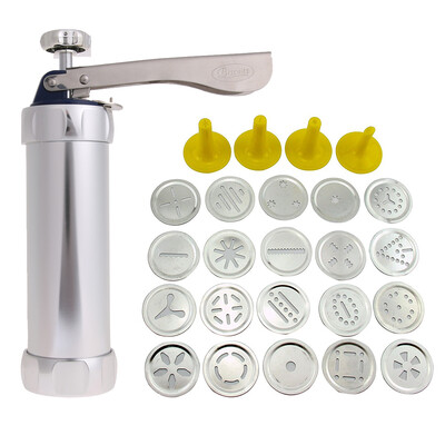 

Cookie Maker Pump Press Machine Cake Decor 20 Molds 4 Nozzles